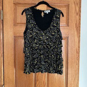 Papillon Blanc Ruffle Scoop Neck Sleeveless Top